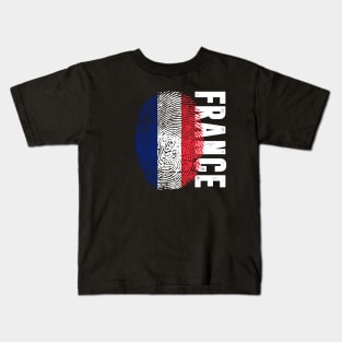 France Flag Fingerprint My Story DNA French Kids T-Shirt
